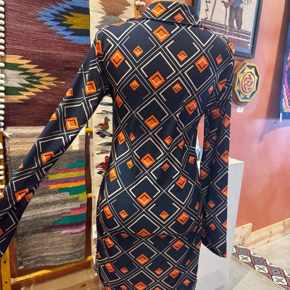ZARA Geometric Patterned Long Sleeve Dress
